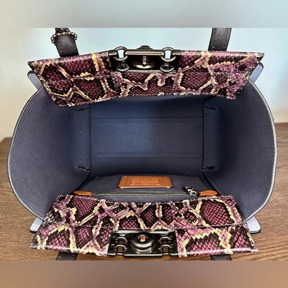 Coach 1941 Troupe Tote In Colorblock With Snakeskin Detail Pewter/Mist Multi - Picture 5 of 12